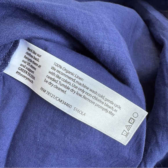 Like new! Eileen Fisher Linen Button-Up Mandarin Collar Cover Up Shirt Dress - Picture 2 of 7